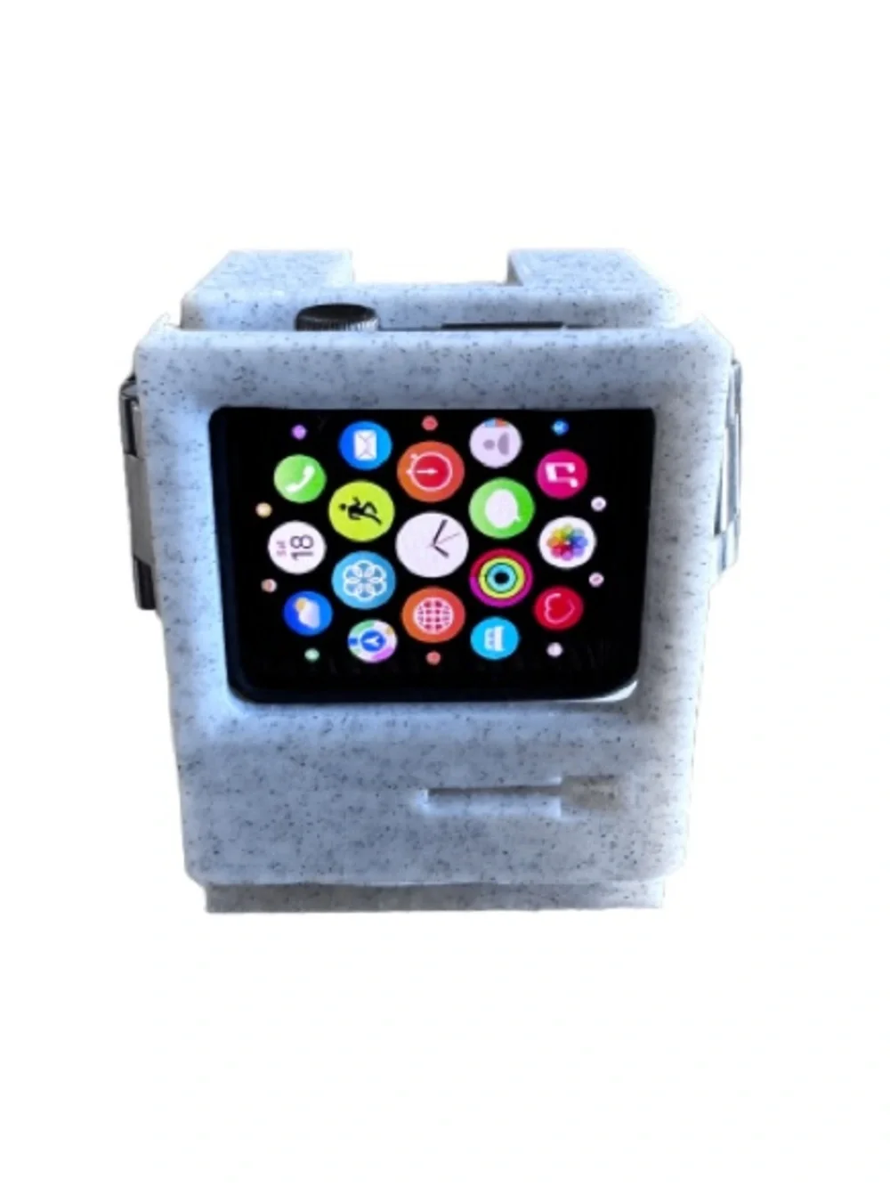 Retro Macintosh Apple Watch Charging Stand Dock Speckled Gray